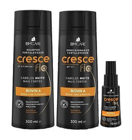 BARROMINAS Cresce Fio para Cabelos com Queda Excessiva Shampoo + Condicionador + Sérum Fortalecedor